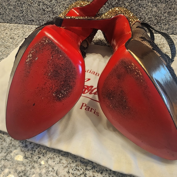 Christian Louboutin Strass Heel Booties Mesh Lace 39 - Picture 5 of 16